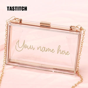 Custom Name Acrylic Bags Personalized Clear Printed Clutches Transparent Bride Handbags Writing Letter Initial Women Evening Bag