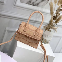 Cargar imagen en el visor de la galería, Mini Small Square Shoulder Bag Crocodile Pattern PU Leather Handbag Postmen Top Candy Color Handle Bags Ladies Fashion Purse
