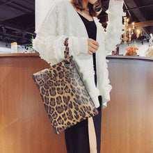 将图片加载到图库查看器，Women Leopard Print Day Clutch PU Leather Zipper women envelope bag clutch evening bag female Handbag carteras y bolsos de mujer
