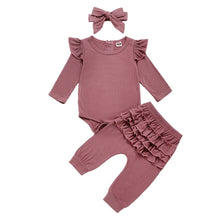 Carregar imagem no visualizador da galeria, Newborn Infant Baby Girls Ruffle T-Shirt Romper Tops Leggings Pant 3Pcs Outfits Clothes Set Long Sleeve Fall Winter Clothing D20
