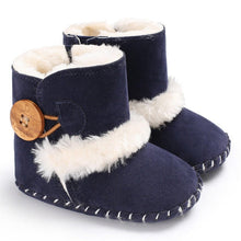 Cargar imagen en el visor de la galería, 0-18M Newborn Infant Baby Girls Snow Boots Winter Warm Baby Shoes Solid Button Plush Ankle Boots
