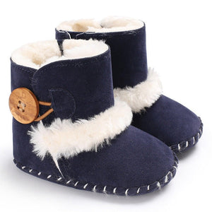 0-18M Newborn Infant Baby Girls Snow Boots Winter Warm Baby Shoes Solid Button Plush Ankle Boots