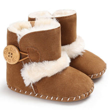 Cargar imagen en el visor de la galería, 0-18M Newborn Infant Baby Girls Snow Boots Winter Warm Baby Shoes Solid Button Plush Ankle Boots
