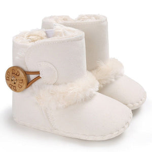 0-18M Newborn Infant Baby Girls Snow Boots Winter Warm Baby Shoes Solid Button Plush Ankle Boots