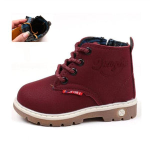 Children Casual Shoes Autumn Winter Martin Boots Boys Shoes Fashion Leather Soft Antislip Girls Boots 21-30 Sport Running Shoes