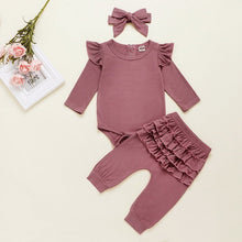 Carregar imagem no visualizador da galeria, Newborn Infant Baby Girls Ruffle T-Shirt Romper Tops Leggings Pant 3Pcs Outfits Clothes Set Long Sleeve Fall Winter Clothing D20
