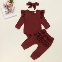 Carregar imagem no visualizador da galeria, Newborn Infant Baby Girls Ruffle T-Shirt Romper Tops Leggings Pant 3Pcs Outfits Clothes Set Long Sleeve Fall Winter Clothing D20
