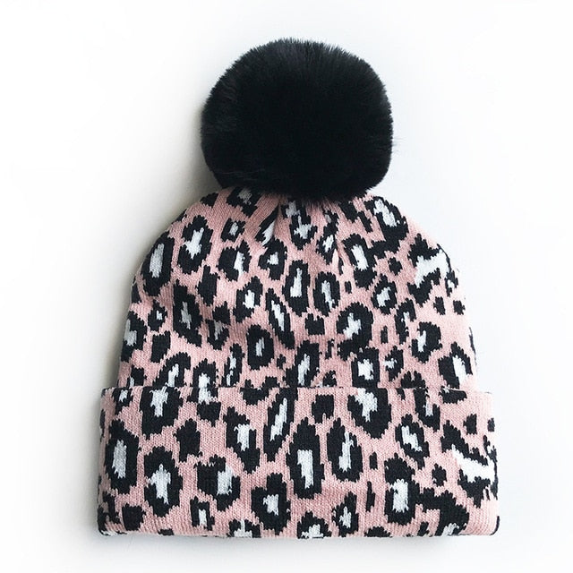 Matching Family Outfits Leopard Children Hats Mother Kids Hats Winter Kids Caps Warm Photography Props Girls Hats Boys Clothing