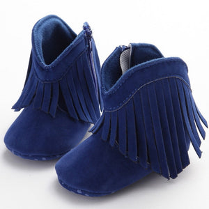 Moccasin Moccs Newborn Baby Girl Boy Kids Prewalker Solid Fringe Shoes Infant Toddler Soft Soled Anti-slip Boots Booties 0-1Yea