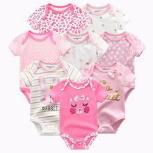 将图片加载到图库查看器，8 PCS/LOT Short Sleeve Baby Rompers 100%Cotton overalls Newborn clothes Roupas de bebe boys girls jumpsuit&amp;clothing
