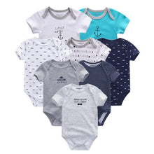 将图片加载到图库查看器，8 PCS/LOT Short Sleeve Baby Rompers 100%Cotton overalls Newborn clothes Roupas de bebe boys girls jumpsuit&amp;clothing
