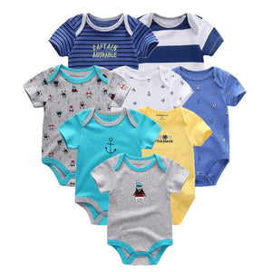 8 PCS/LOT Short Sleeve Baby Rompers 100%Cotton overalls Newborn clothes Roupas de bebe boys girls jumpsuit&clothing