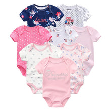 将图片加载到图库查看器，8 PCS/LOT Short Sleeve Baby Rompers 100%Cotton overalls Newborn clothes Roupas de bebe boys girls jumpsuit&amp;clothing
