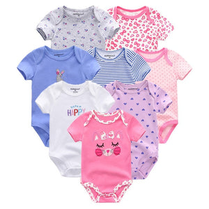 8 PCS/LOT Short Sleeve Baby Rompers 100%Cotton overalls Newborn clothes Roupas de bebe boys girls jumpsuit&clothing