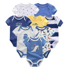 将图片加载到图库查看器，8 PCS/LOT Short Sleeve Baby Rompers 100%Cotton overalls Newborn clothes Roupas de bebe boys girls jumpsuit&amp;clothing
