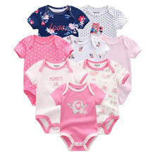 将图片加载到图库查看器，8 PCS/LOT Short Sleeve Baby Rompers 100%Cotton overalls Newborn clothes Roupas de bebe boys girls jumpsuit&amp;clothing
