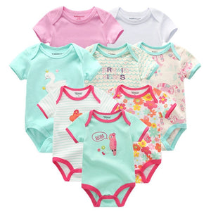 8 PCS/LOT Short Sleeve Baby Rompers 100%Cotton overalls Newborn clothes Roupas de bebe boys girls jumpsuit&clothing