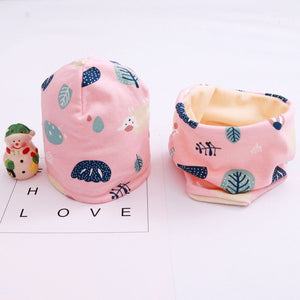 New Fashion Baby Cap Set Cartoon Owl Stars Baby Head Cover Spring Warm Neck Collar Kids Beanies Sets Cotton Children Hats Scarf