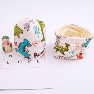 New Fashion Baby Cap Set Cartoon Owl Stars Baby Head Cover Spring Warm Neck Collar Kids Beanies Sets Cotton Children Hats Scarf