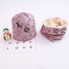 Carregar imagem no visualizador da galeria, New Fashion Baby Cap Set Cartoon Owl Stars Baby Head Cover Spring Warm Neck Collar Kids Beanies Sets Cotton Children Hats Scarf
