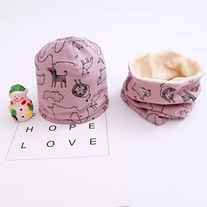 New Fashion Baby Cap Set Cartoon Owl Stars Baby Head Cover Spring Warm Neck Collar Kids Beanies Sets Cotton Children Hats Scarf