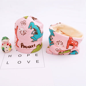 New Fashion Baby Cap Set Cartoon Owl Stars Baby Head Cover Spring Warm Neck Collar Kids Beanies Sets Cotton Children Hats Scarf