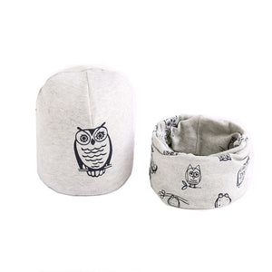 New Fashion Baby Cap Set Cartoon Owl Stars Baby Head Cover Spring Warm Neck Collar Kids Beanies Sets Cotton Children Hats Scarf