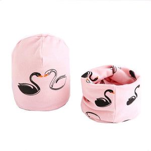 New Fashion Baby Cap Set Cartoon Owl Stars Baby Head Cover Spring Warm Neck Collar Kids Beanies Sets Cotton Children Hats Scarf