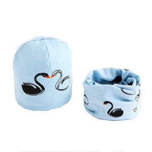 New Fashion Baby Cap Set Cartoon Owl Stars Baby Head Cover Spring Warm Neck Collar Kids Beanies Sets Cotton Children Hats Scarf