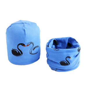 New Fashion Baby Cap Set Cartoon Owl Stars Baby Head Cover Spring Warm Neck Collar Kids Beanies Sets Cotton Children Hats Scarf