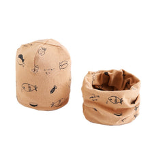 Carregar imagem no visualizador da galeria, New Fashion Baby Cap Set Cartoon Owl Stars Baby Head Cover Spring Warm Neck Collar Kids Beanies Sets Cotton Children Hats Scarf
