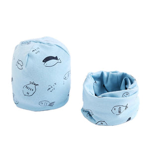 New Fashion Baby Cap Set Cartoon Owl Stars Baby Head Cover Spring Warm Neck Collar Kids Beanies Sets Cotton Children Hats Scarf