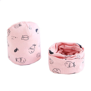 New Fashion Baby Cap Set Cartoon Owl Stars Baby Head Cover Spring Warm Neck Collar Kids Beanies Sets Cotton Children Hats Scarf