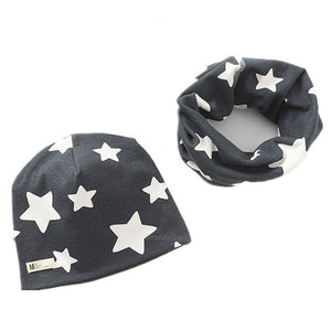 New Fashion Baby Cap Set Cartoon Owl Stars Baby Head Cover Spring Warm Neck Collar Kids Beanies Sets Cotton Children Hats Scarf