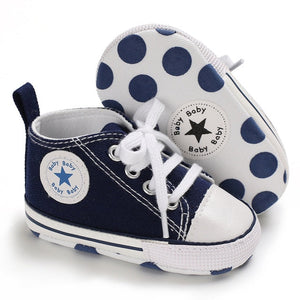 Baby Canvas Classic Sports Sneakers Newborn Baby Boys Girls Print Star First Walkers Shoes Infant Toddler Anti-slip Baby Shoes