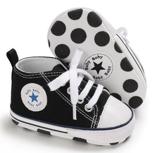 Baby Canvas Classic Sports Sneakers Newborn Baby Boys Girls Print Star First Walkers Shoes Infant Toddler Anti-slip Baby Shoes