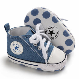 Baby Canvas Classic Sports Sneakers Newborn Baby Boys Girls Print Star First Walkers Shoes Infant Toddler Anti-slip Baby Shoes