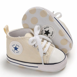 Baby Canvas Classic Sports Sneakers Newborn Baby Boys Girls Print Star First Walkers Shoes Infant Toddler Anti-slip Baby Shoes