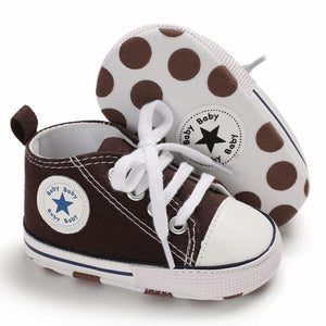 Baby Canvas Classic Sports Sneakers Newborn Baby Boys Girls Print Star First Walkers Shoes Infant Toddler Anti-slip Baby Shoes