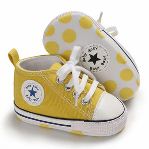 Baby Canvas Classic Sports Sneakers Newborn Baby Boys Girls Print Star First Walkers Shoes Infant Toddler Anti-slip Baby Shoes