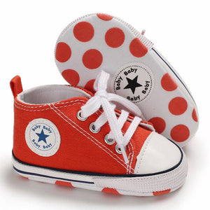 Baby Canvas Classic Sports Sneakers Newborn Baby Boys Girls Print Star First Walkers Shoes Infant Toddler Anti-slip Baby Shoes