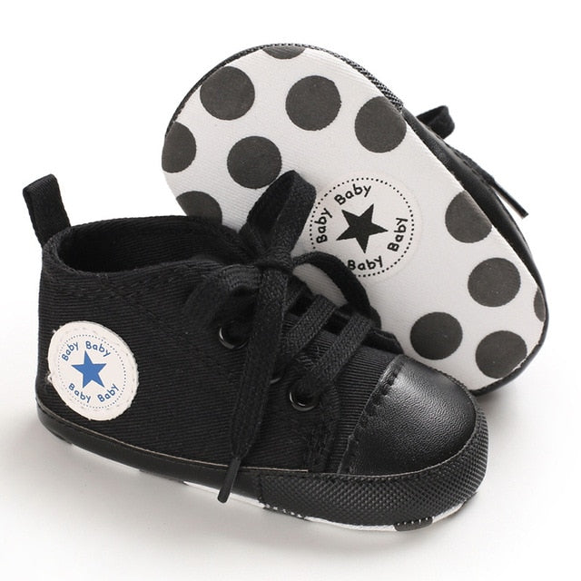 Baby Canvas Classic Sports Sneakers Newborn Baby Boys Girls Print Star First Walkers Shoes Infant Toddler Anti-slip Baby Shoes