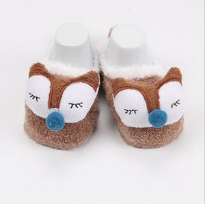 Winter Baby Boy Girl Children Socks Anti Slip Newborn Animal Cartoon Shoes Slippers Boots Soft Warm Coral Fleece Indoor Socks