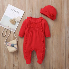 Cargar imagen en el visor de la galería, Baby Rompers Girl One Piece Romper+Hat Autumn Winter Long Sleeve Jumpsuit Cotton Toddler Clothing Infant Rompers Kids Jumpsuits
