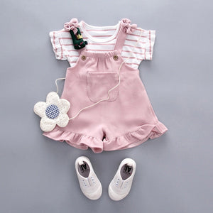 Infant Baby Girl Baby Summer Clothing Striped Top Strap Shorts Set for Newborn Baby Girls Clothes 1st Birthday Outfits Cool Sets