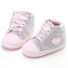 Carregar imagem no visualizador da galeria, Infant Newborn Baby Girls Polka Dots Heart Autumn Lace-Up First Walkers Sneakers Shoes Toddler Classic Casual Shoes
