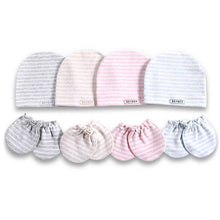 Cargar imagen en el visor de la galería, 2 Pcs/set Simple Newborn Baby Births Cap Glove Set Soft Cotton Kids Infants Anti-scratch Gloves Hat Gifts
