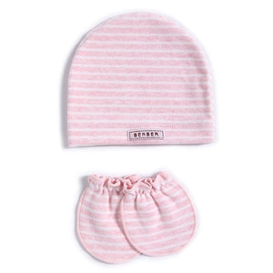 2 Pcs/set Simple Newborn Baby Births Cap Glove Set Soft Cotton Kids Infants Anti-scratch Gloves Hat Gifts