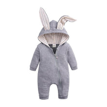 Carregar imagem no visualizador da galeria, Tops spring and autumn mother baby jumpsuit  with big ear newborn baby clothes  Zipper cute kids clothing
