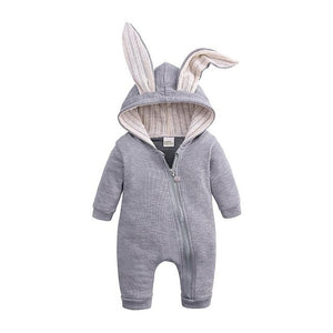 Tops spring and autumn mother baby jumpsuit  with big ear newborn baby clothes  Zipper cute kids clothing